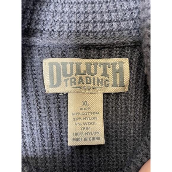 Duluth Trading Sweater Mens XL Ink Blue Shawl Collar Button Knit Elbow Patch - Picture 6 of 10